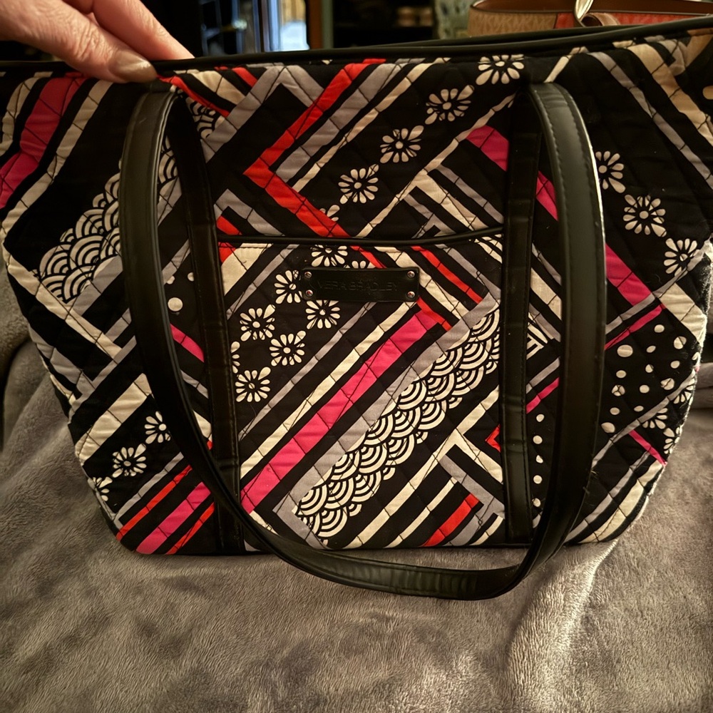 Vera Bradley Black and Pink Floral Quilted Bag